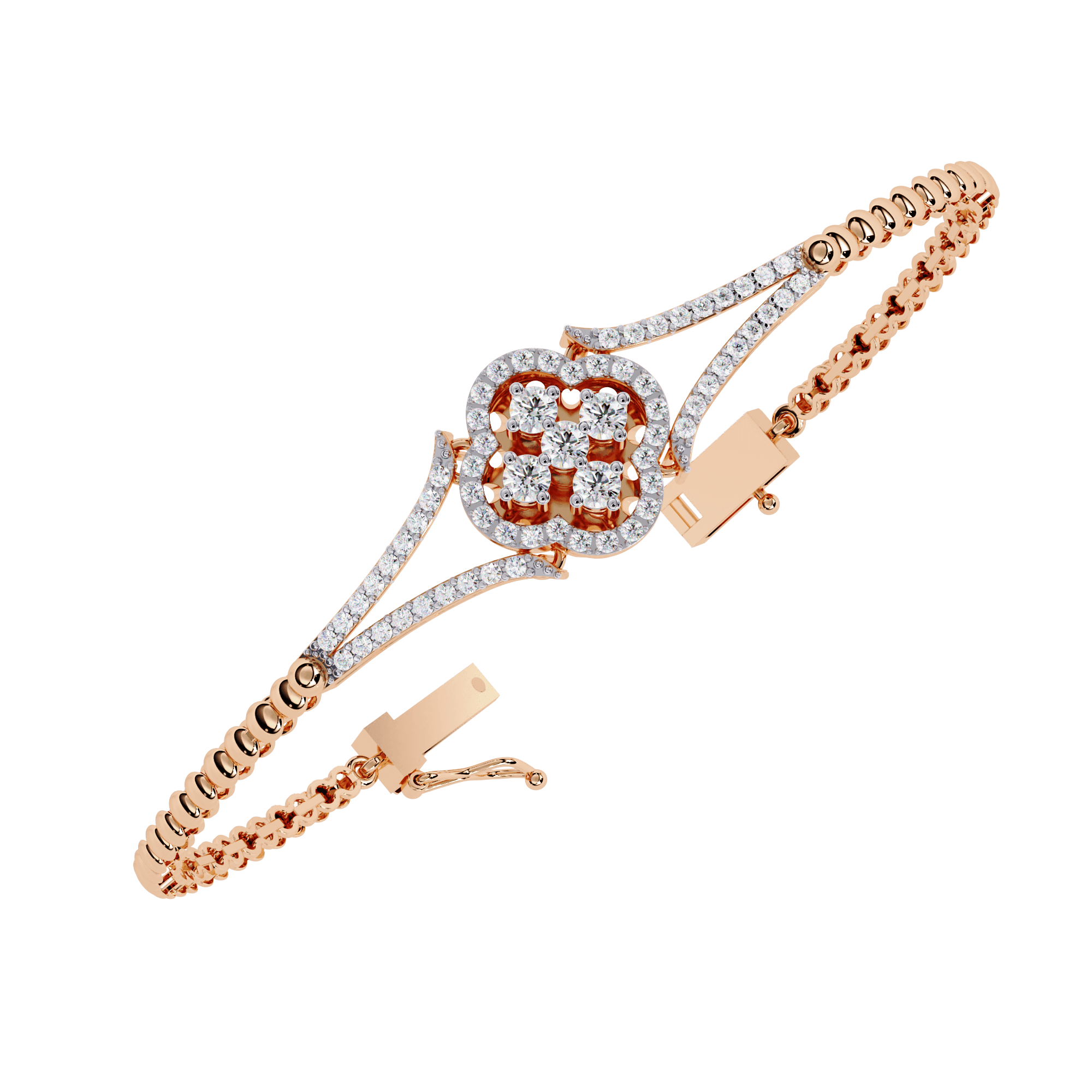 Floral Arc Lab-Grown Diamond Bracelet in 925 Silver (1.15 ct)