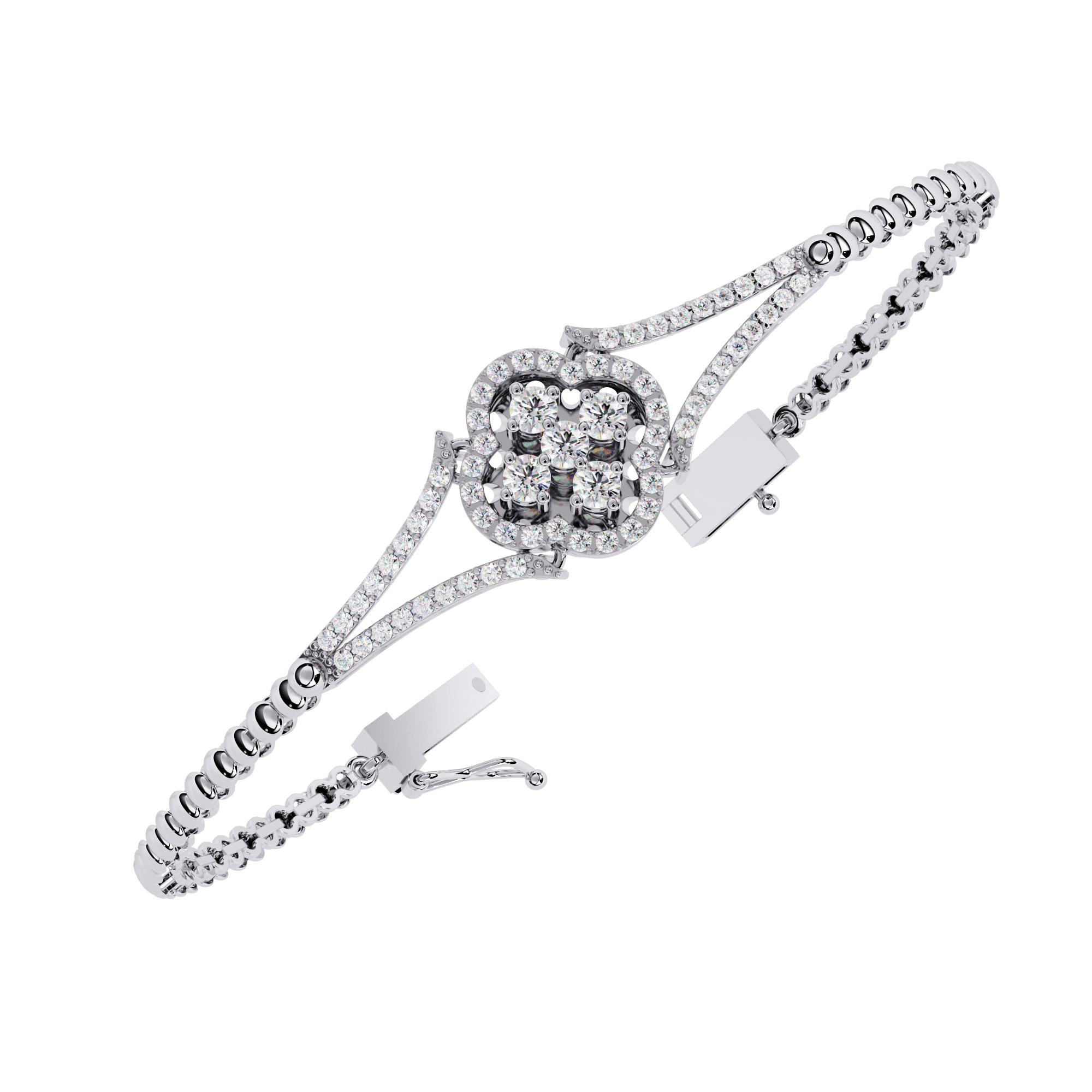 Floral Arc Lab-Grown Diamond Bracelet in 925 Silver (1.15 ct) - Image 2