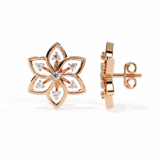 Enchanting Floral Lab-Grown Diamond Stud Earrings in 925 Silver – Nievaa Jewels