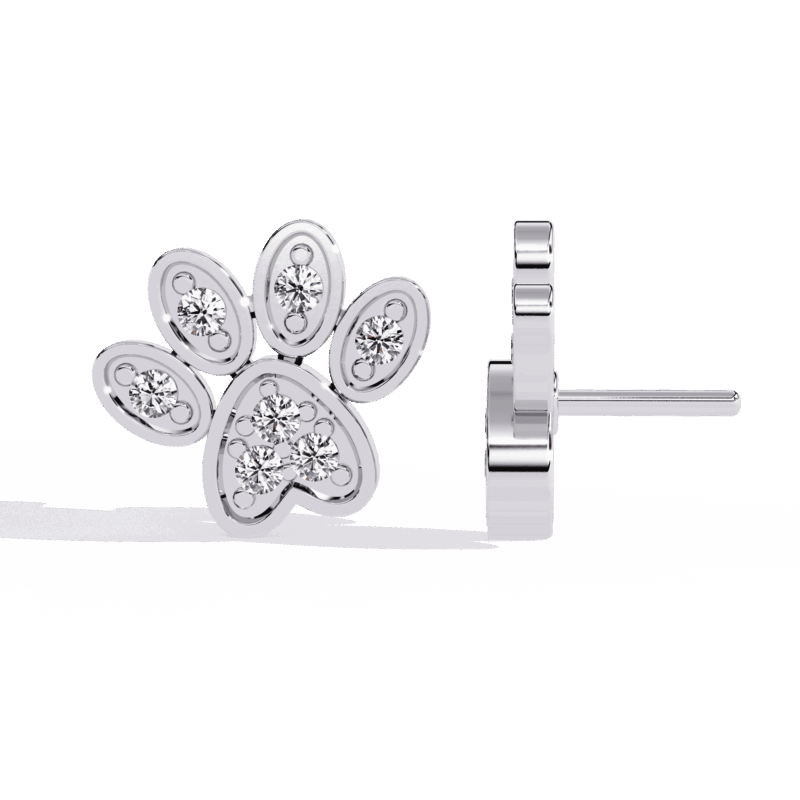 ER14088-10-png Paw Print Lab-Grown Diamond Stud