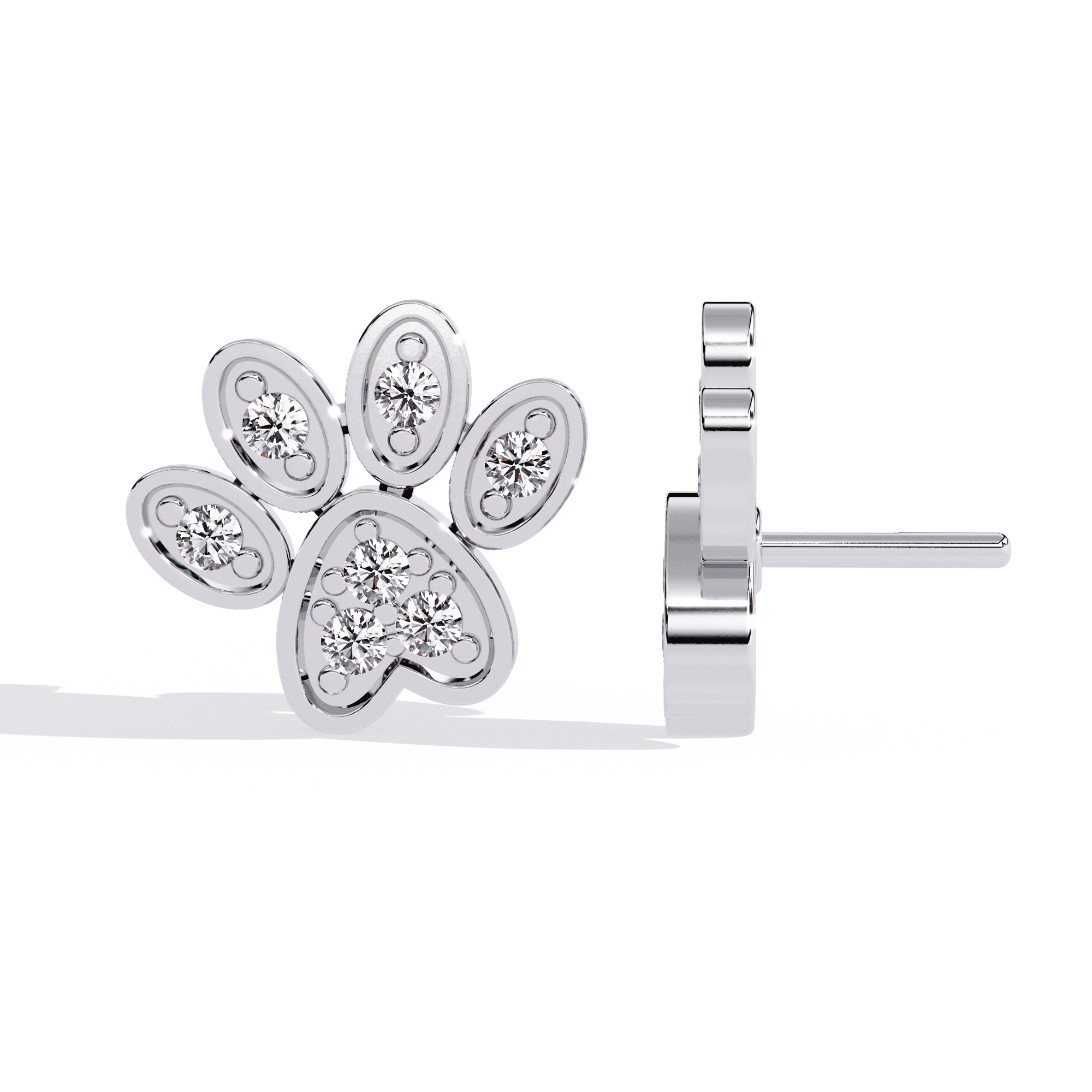 Paw Print Lab-Grown Diamond Stud
