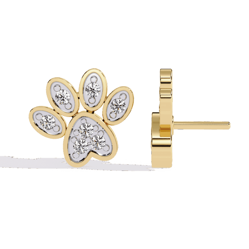 ER14088-11-png Paw Print Lab-Grown Diamond Stud
