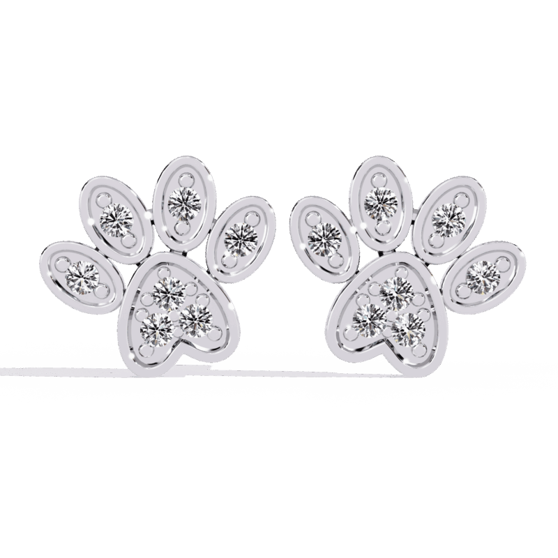 ER14088-6-png Paw Print Lab-Grown Diamond Stud