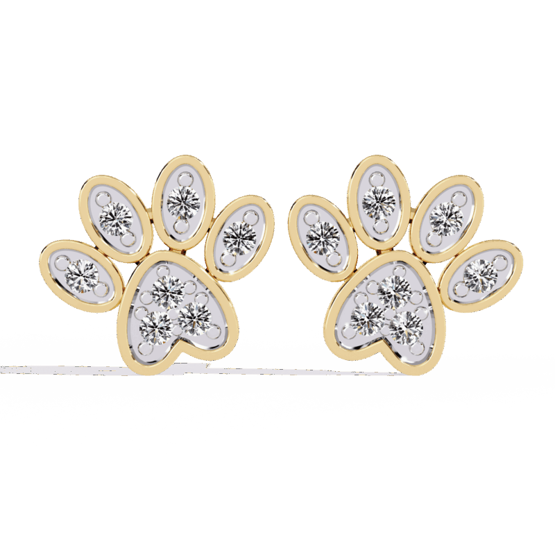 ER14088-7-png Paw Print Lab-Grown Diamond Stud