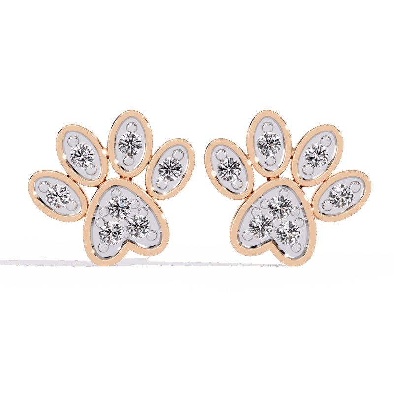 ER14088-8-png Paw Print Lab-Grown Diamond Stud