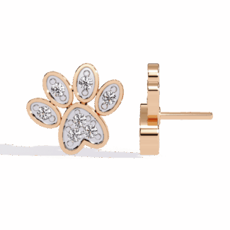 paw print lab-grown diamond stud