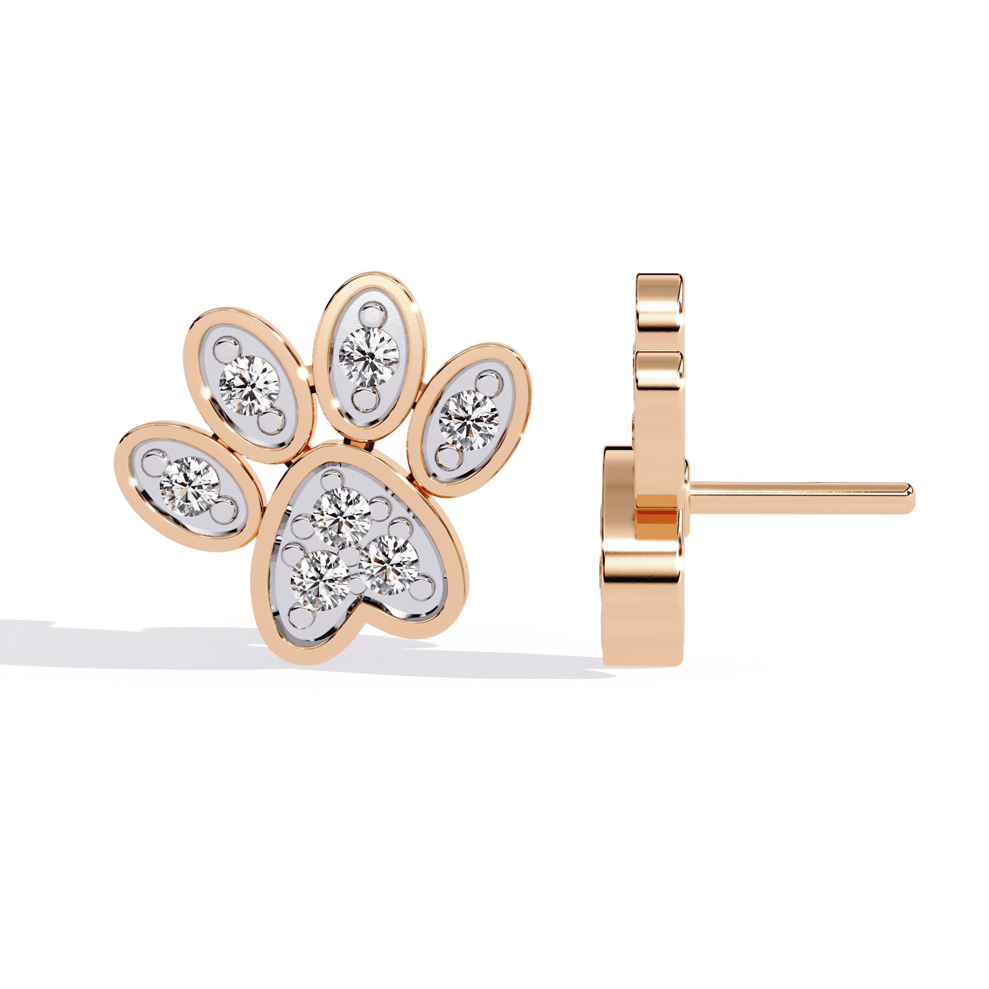paw print lab-grown diamond stud