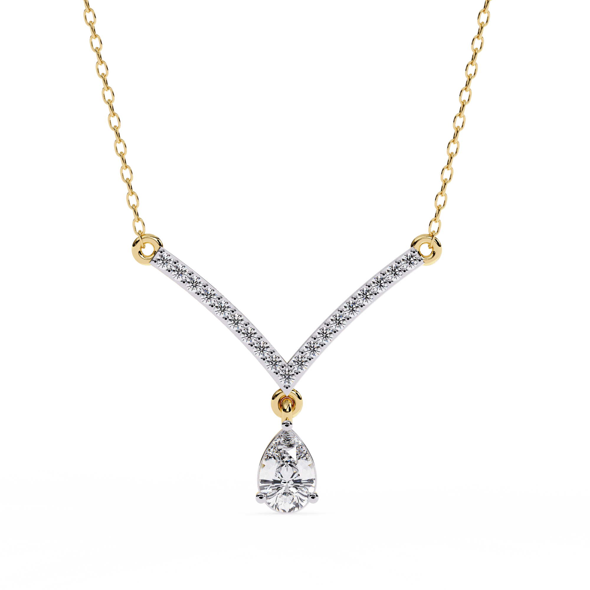 Diamond V Shape Necklace – A Romantic Pear Drop Lab-Grown Treasure in BIS 925 Silver - Image 3