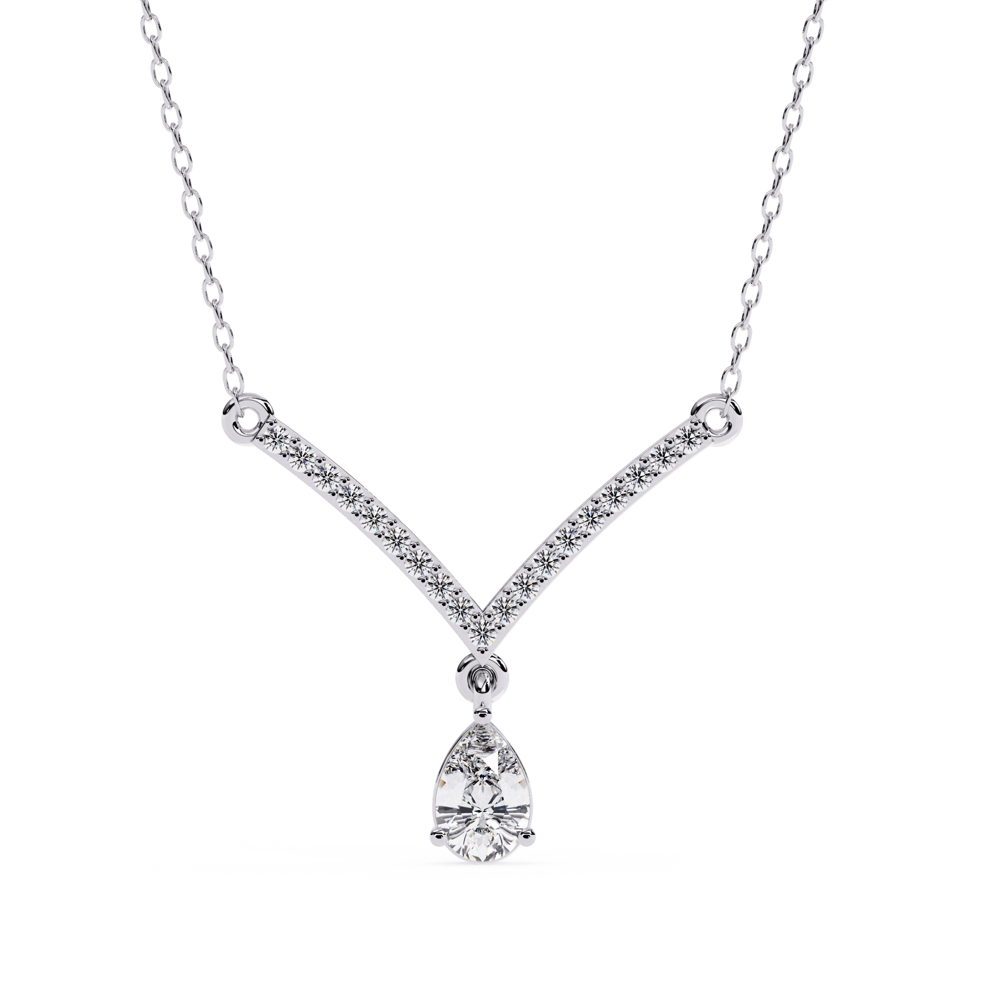 Diamond V Shape Necklace – A Romantic Pear Drop Lab-Grown Treasure in BIS 925 Silver - Image 2