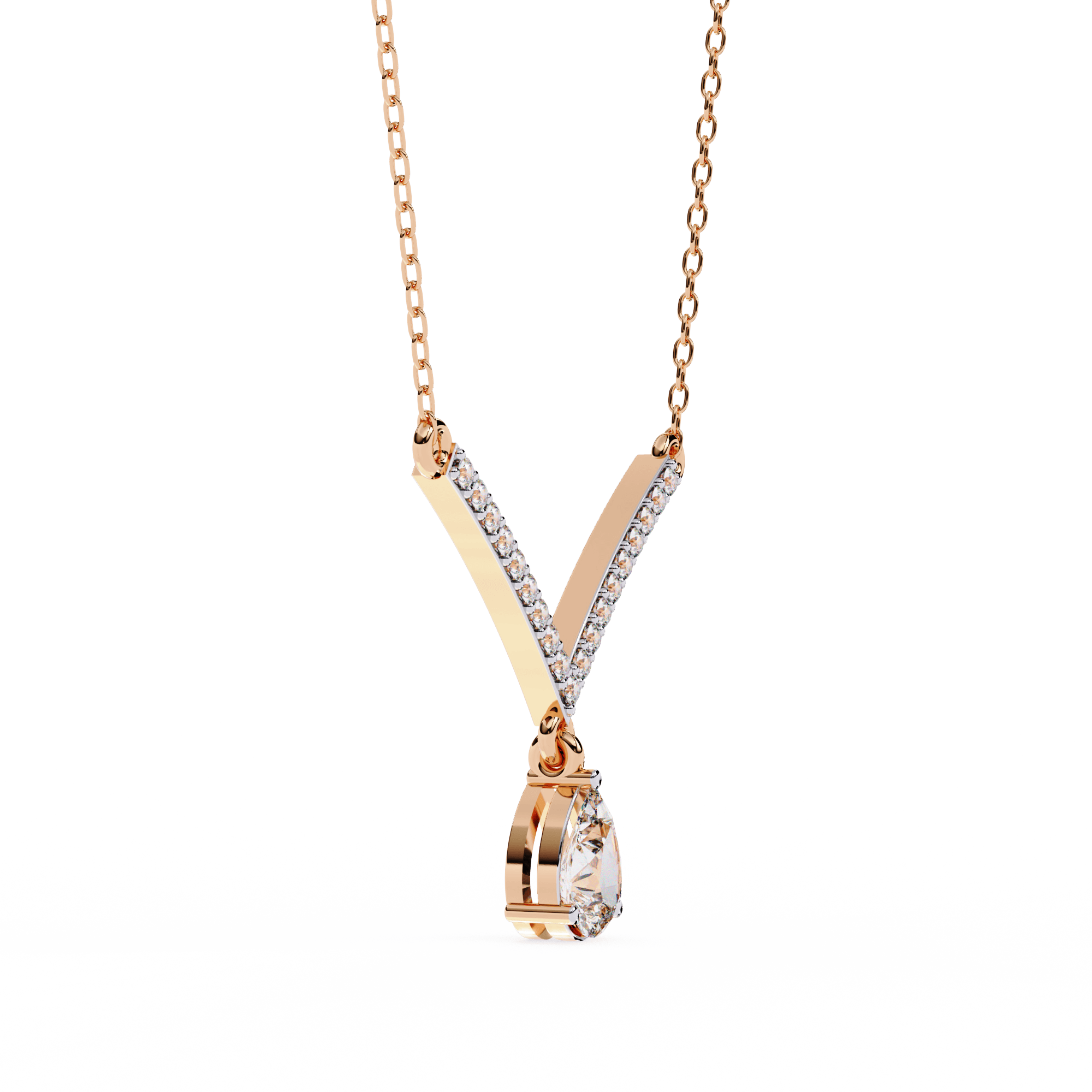 Diamond V Shape Necklace – A Romantic Pear Drop Lab-Grown Treasure in BIS 925 Silver - Image 4