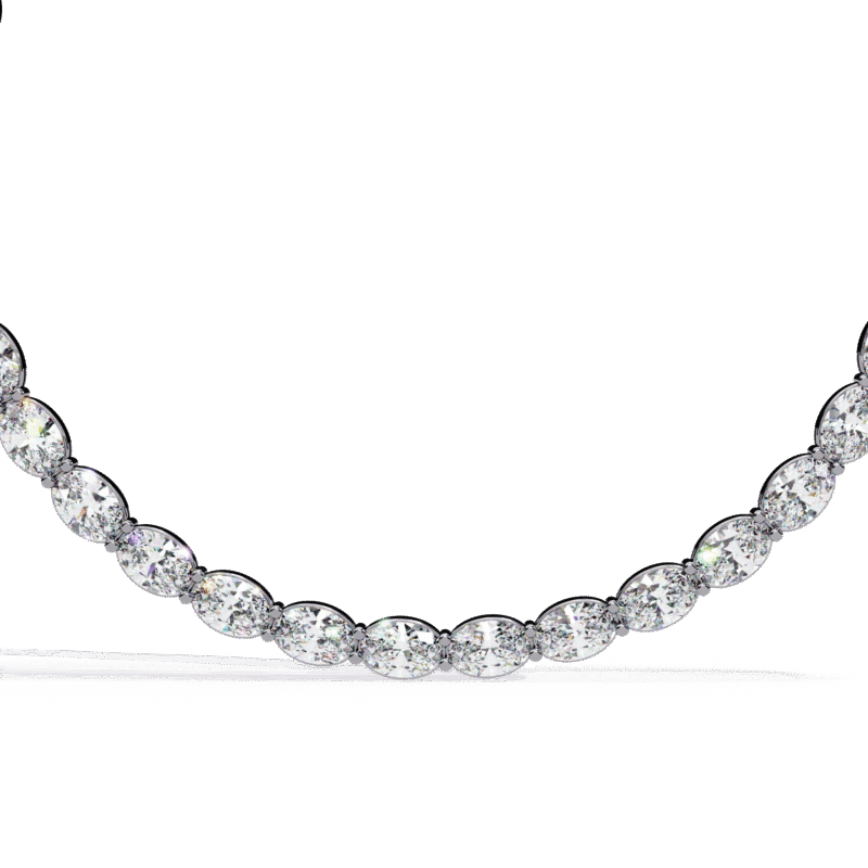 Oval Diamond Tennis Necklace