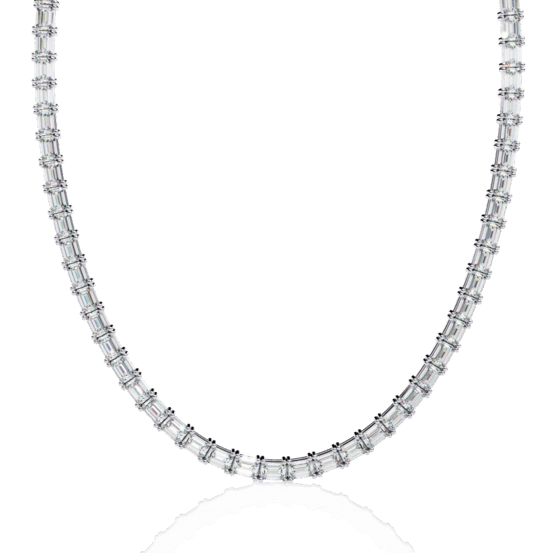 NK14039-7-png Emerald Cut Diamond Tennis Necklace