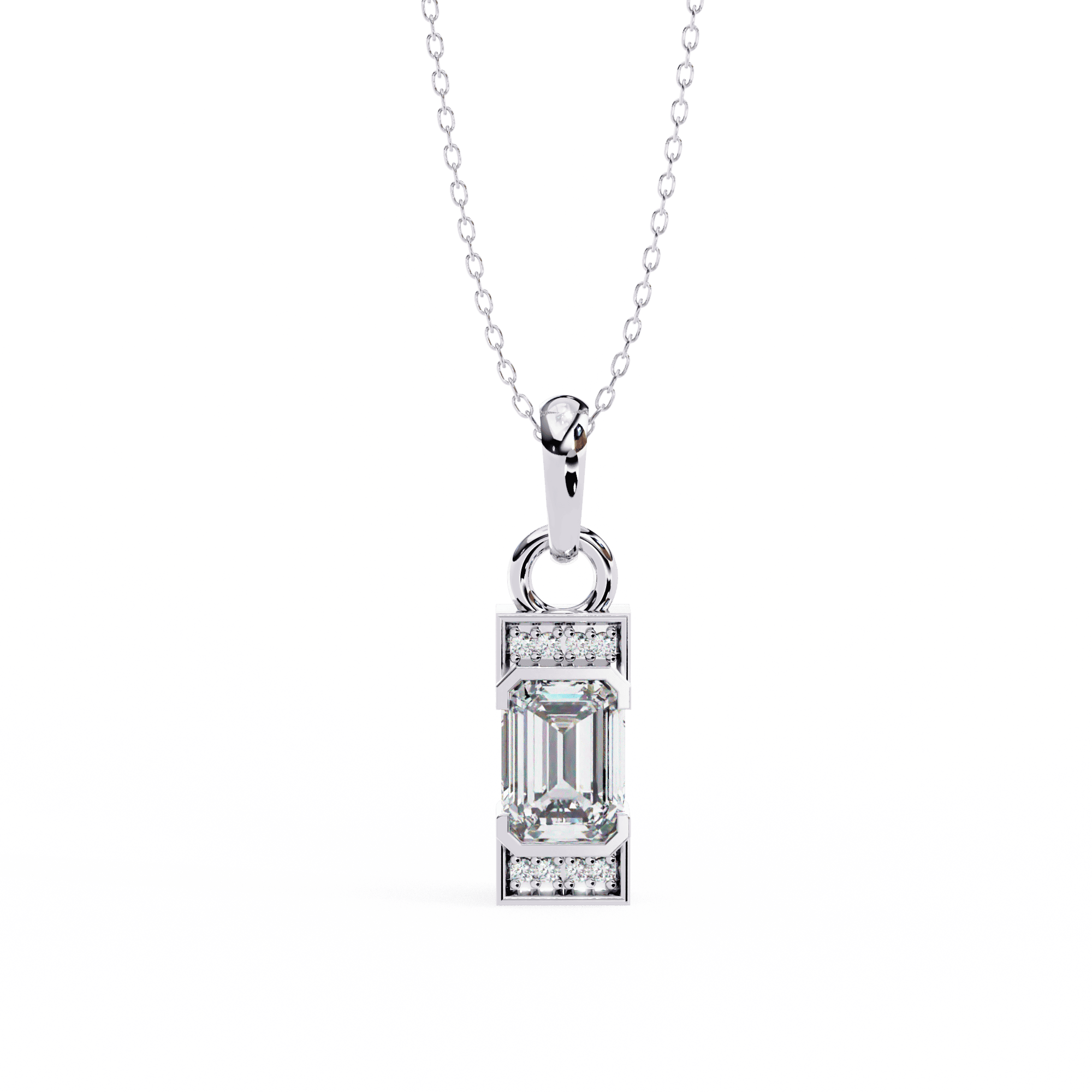 Cherished 1.02CT Emerald-Cut Lab-Grown Diamond Pendant in 925 Silver – Nievaa Jewels - Image 2