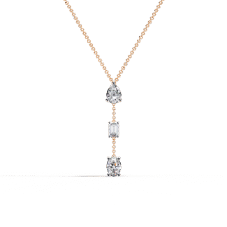 Three-Stone Drop Diamond Necklace | Pear, Emerald & Oval Cut Designer Pendant