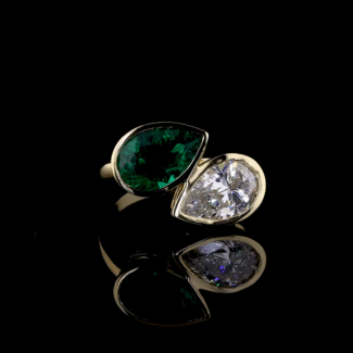 Dual Pear Sapphire & Lab Grown Diamond Bypass Ring