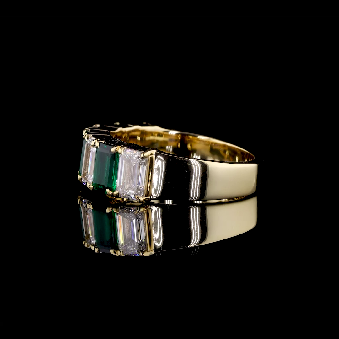 Emerald-Cut Ruby & Lab-Grown Diamond Half-Eternity Wedding Band - Nievaa Jewels - Image 5