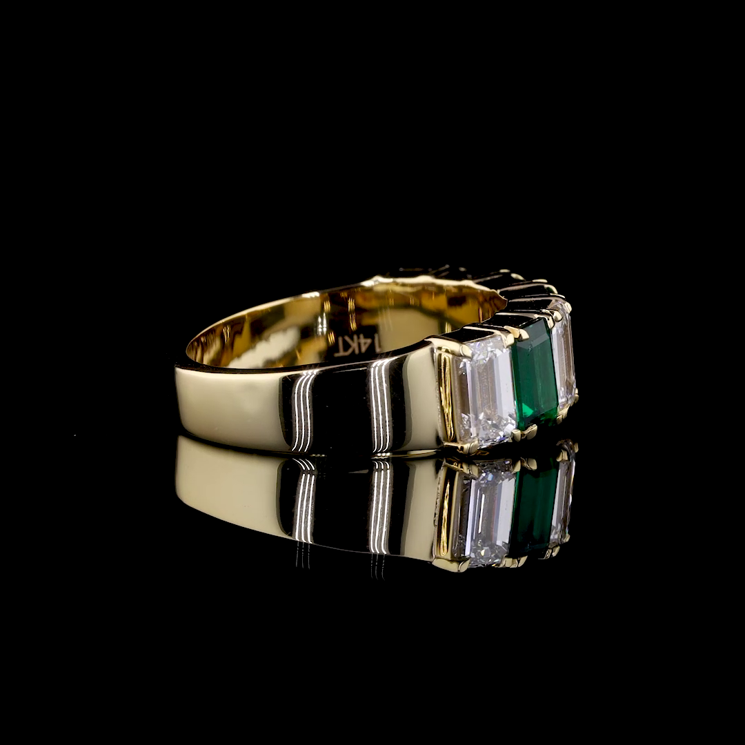 Emerald-Cut Ruby & Lab-Grown Diamond Half-Eternity Wedding Band - Nievaa Jewels - Image 7