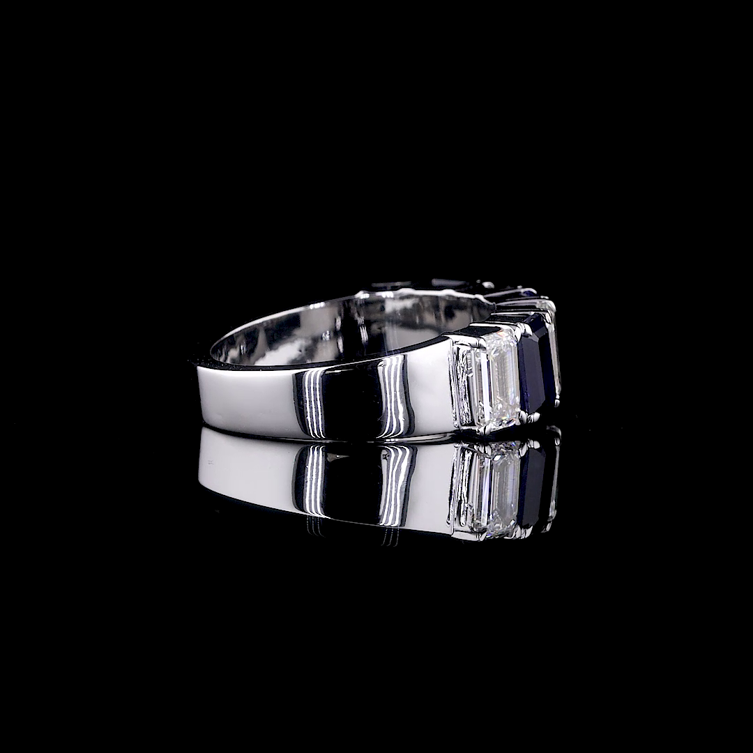 Emerald-Cut Ruby & Lab-Grown Diamond Half-Eternity Wedding Band - Nievaa Jewels - Image 12