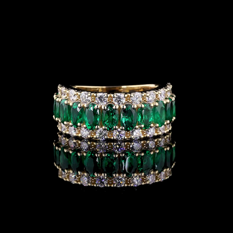 Oval Blue Sapphire and Lab Grown Diamond Ring