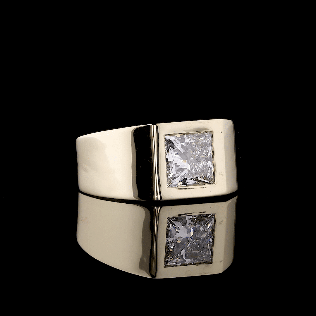 Men’s Solitaire Yellow Gold Lab Grown Diamond Ring – 3.00 CT Princess Cut - Image 6