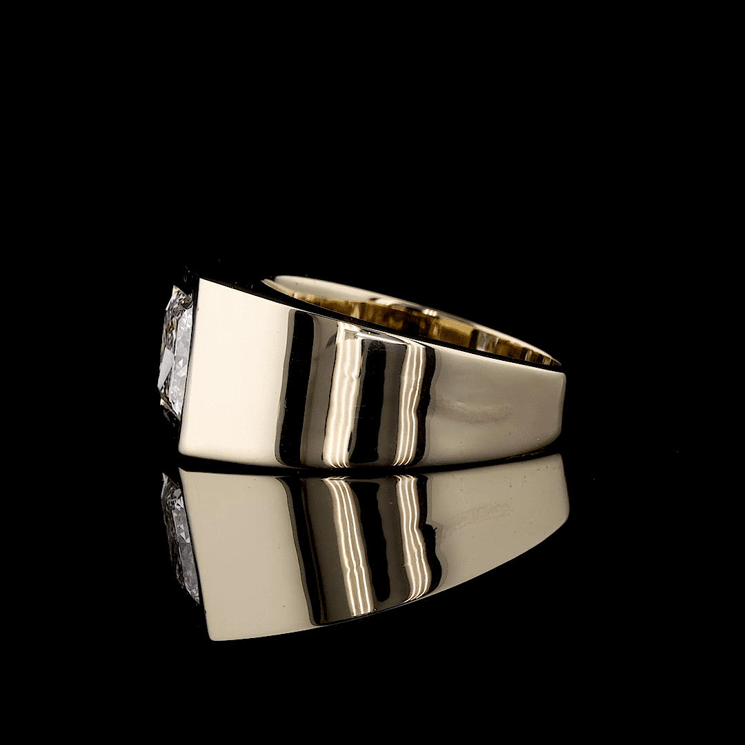 Men’s Solitaire Yellow Gold Lab Grown Diamond Ring – 3.00 CT Princess Cut - Image 3