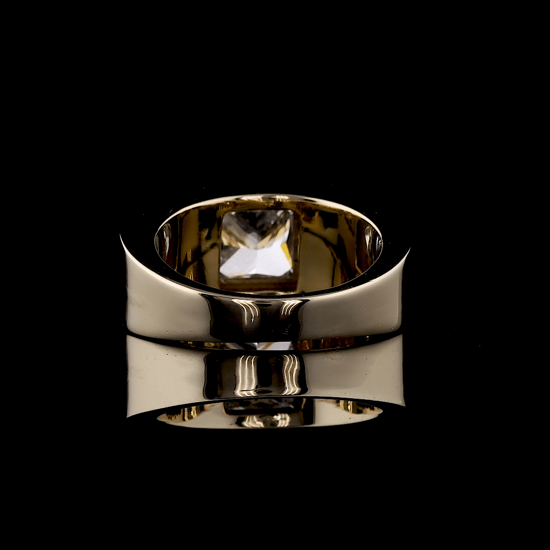 Men’s Solitaire Yellow Gold Lab Grown Diamond Ring – 3.00 CT Princess Cut - Image 4