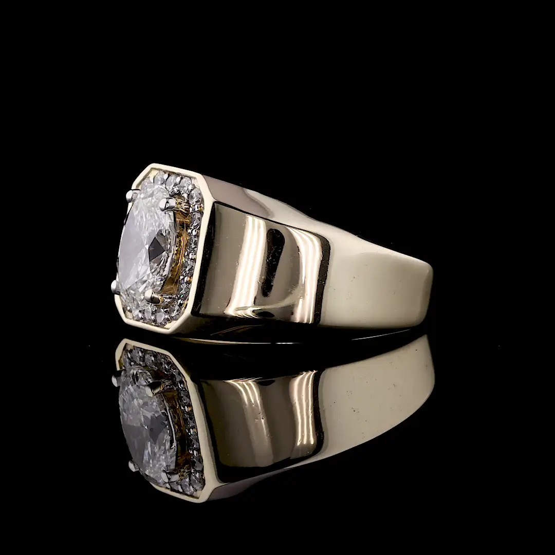 Oval Cut Lab Grown Diamond Ring for Men Breathtaking Ring - Image 2