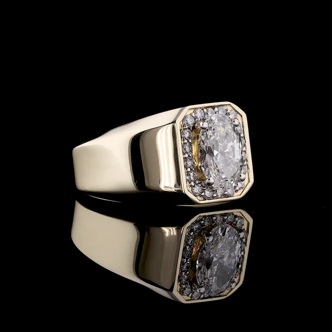 Oval Cut Lab Grown Diamond Ring for Men Breathtaking Ring - Image 6
